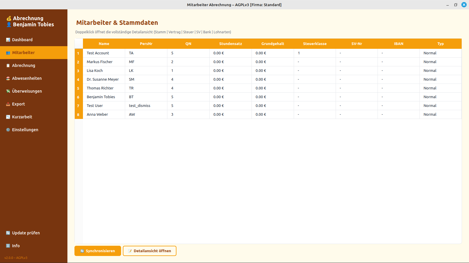 Mitarbeiter Abrechnung — Gehaltsabrechnung