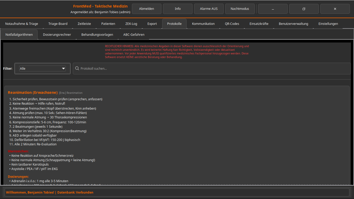 Notfallprotokolle und Dosierungsrechner