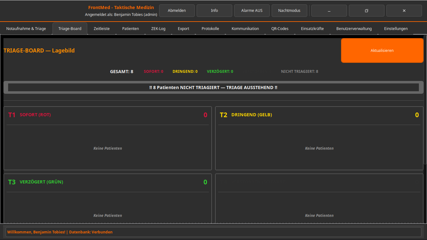 Triage-Board mit Farbkacheln